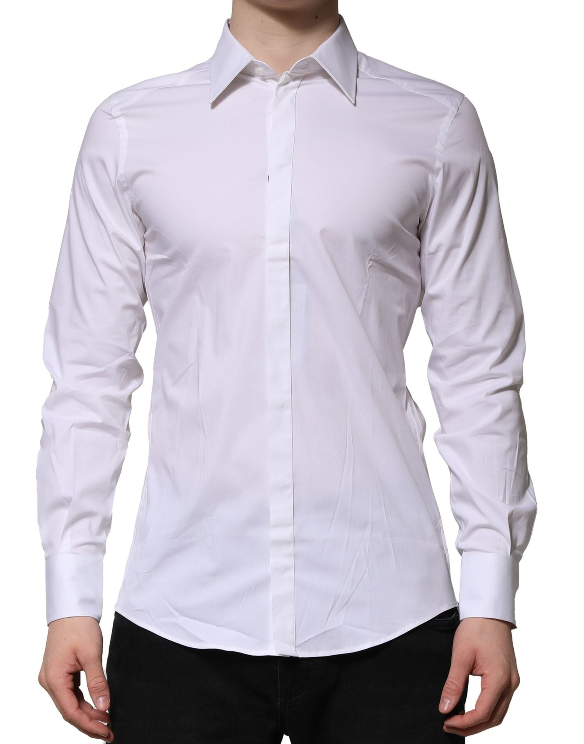 Dolce & Gabbana Weißes MARTINI Langärmeliges Kleid Formales Hemd